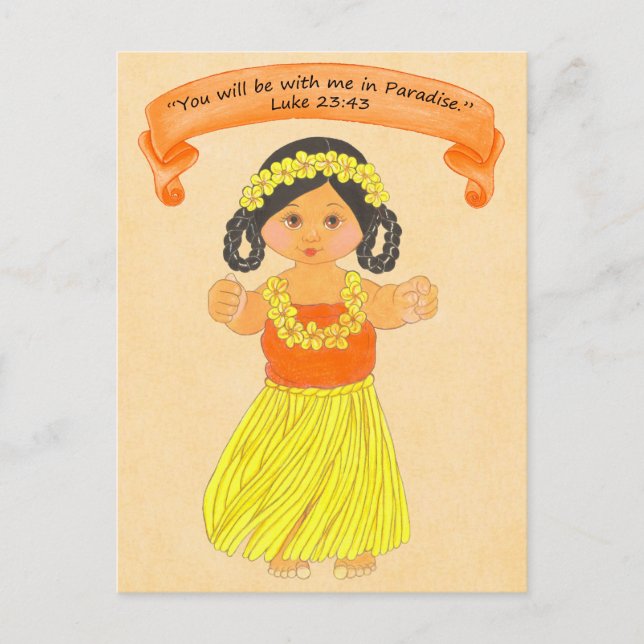 Seien Sie mit mir im Paradies~Scripture~print Postkarte (Vorderseite)