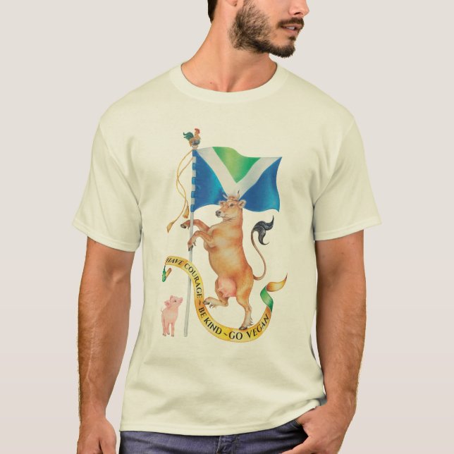 Seien Sie mutig. Seien Sie nett. Gehen Vegan. T-Shirt (Vorderseite)