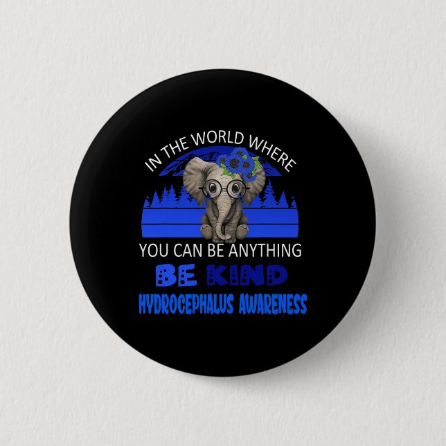 Seien Sie nett Hydrocephalus Awareness Elephant Re Button (Vorderseite)