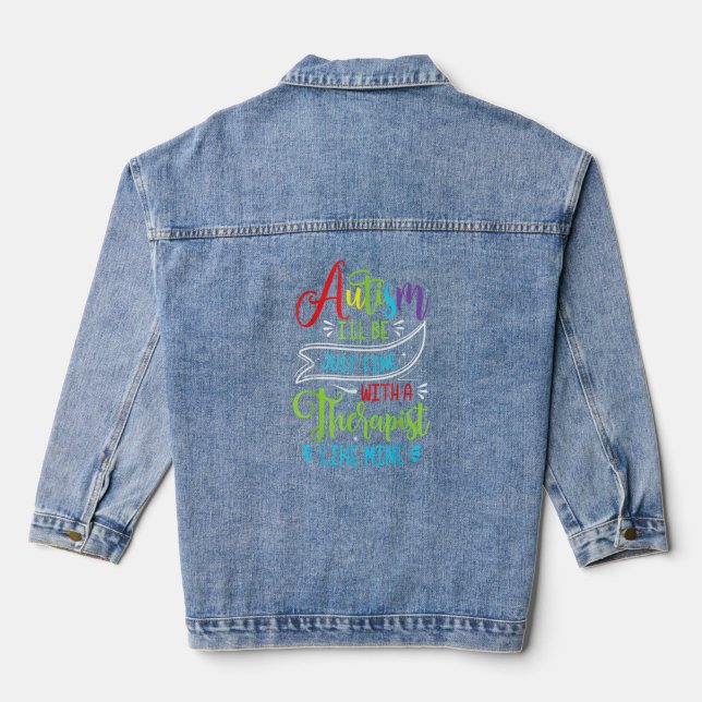 Seien Sie nette Autismus Bewusstsein Rainbow Trend Jeansjacke (Rückseite)