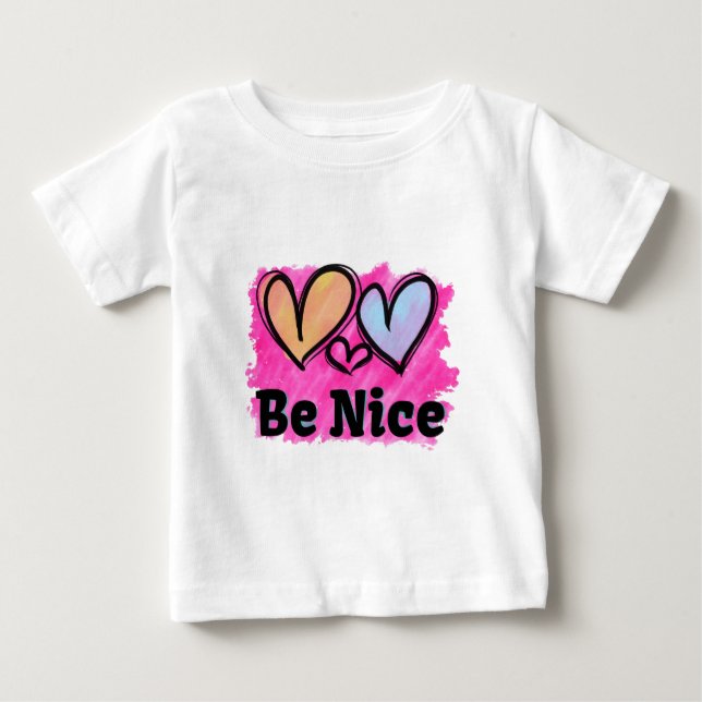 Seien Sie nette Wasserfarbenherzen Baby T-shirt (Vorderseite)