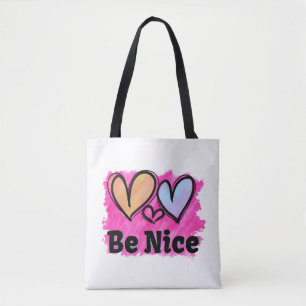 Seien Sie nette Wasserfarbenherzen Tasche