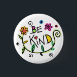 Seien Sie nette Zitate Niedliche Typografie Button<br><div class="desc">Niedliche "Sei nett" Botschaft mit bunten Blume.</div>