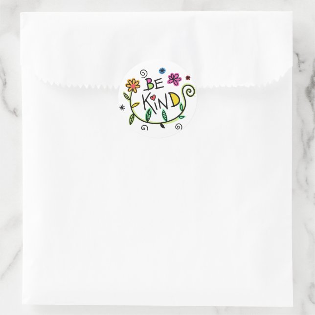 Seien Sie nette Zitate Niedliche Typografie Runder Aufkleber (Tasche)