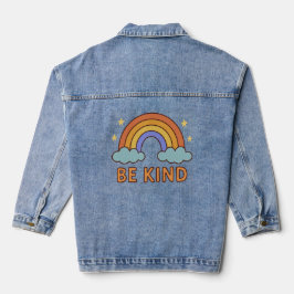 "Seien Sie netter Regenbogen - farbenfrohe Zitatge Jeansjacke