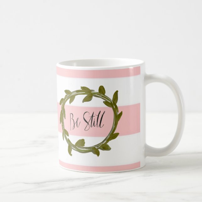 "Seien Sie noch" rosa und weiße Streifen-Tasse Kaffeetasse (Rechts)