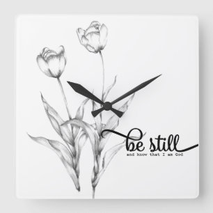 Seien Sie noch schwarz und weiß Stift Sketch Tuli Quadratische Wanduhr