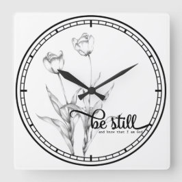 Seien Sie noch schwarz und weiß Stift Sketch Tulis Quadratische Wanduhr