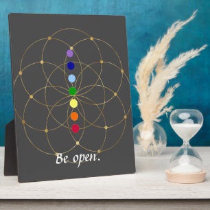 Seien Sie offen Chakra & Samen des Lebens Fotoplatte