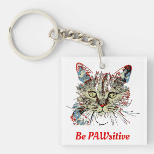 Seien Sie PAWsitive, lustige Katze Zitat Schlüsselanhänger