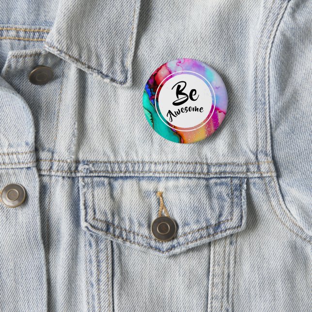 Seien Sie Phantastisch, rosa und türkisfarben, Abs Button (Beispiel)