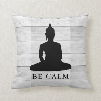  Seien Sie ruhig Buddha rustikales Holz Motivieren Kissen