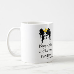 Seien Sie ruhig und Liebe ein Papillon Kaffeetasse