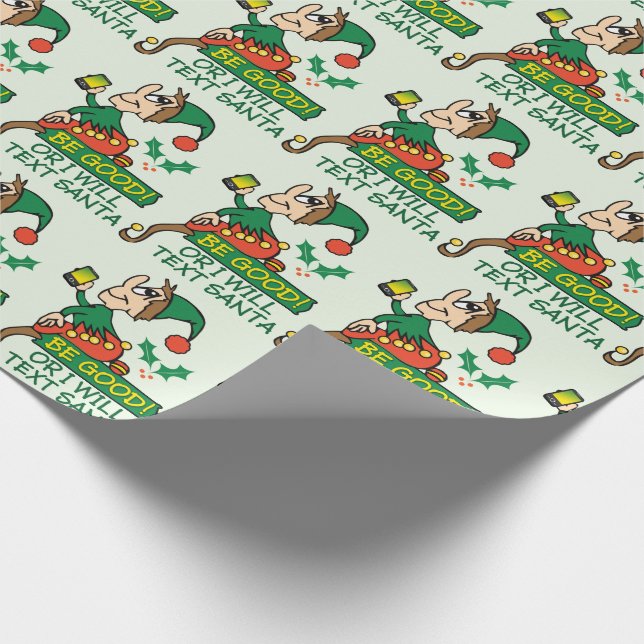 Seien Sie sagt Weihnachtself-Muster gut Geschenkpapier (Ecke)