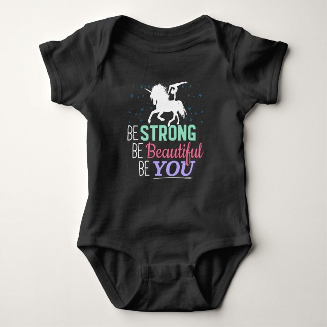 Seien Sie schön - Gymnastik Einhorn Baby Strampler (Vorderseite)