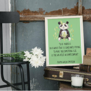 Seien Sie selbst Emerson Zitat mit Boho Panda Poster