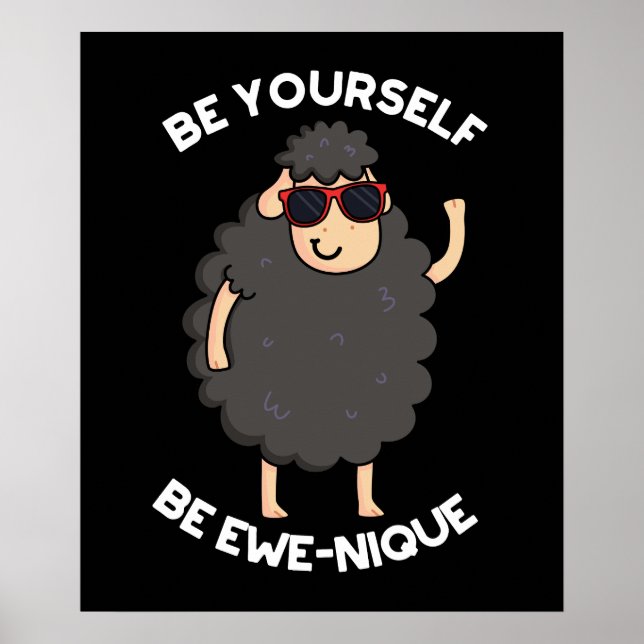 Seien Sie selbst Ewenique Funny Sheep Pub Dark BG Poster (Vorne)