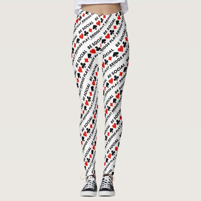 Seien Sie Social Play Bridge Vier-Card-Anzug Berat Leggings (Vorderseite)