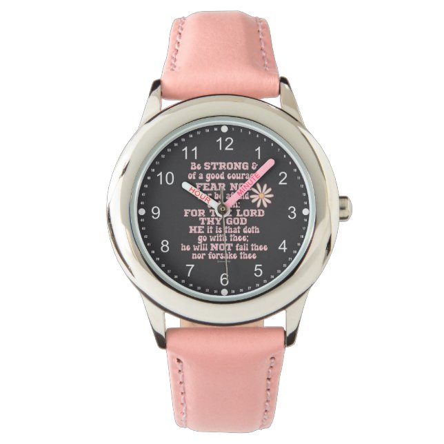 Seien Sie stark und mutig KJV Bible Verse Armbanduhr (Vorderseite)