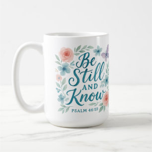 Seien Sie still und kennen Sie Blau-Rosa-Aquarellb Kaffeetasse