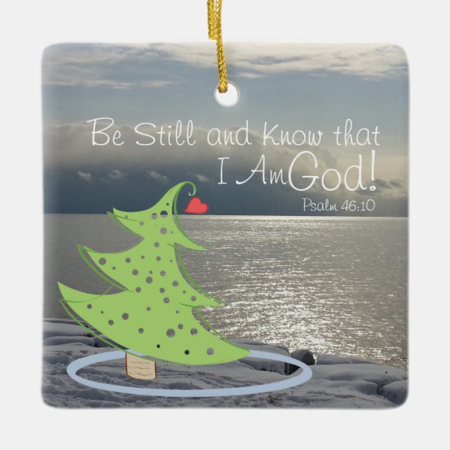Seien Sie still und kennen Sie Gott Personalisiert Keramikornament (Vorderseite)