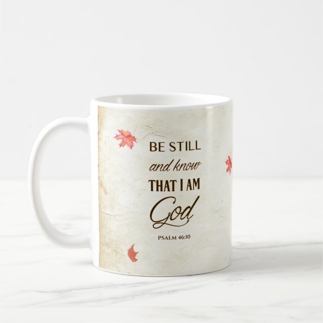 Seien Sie still und wissen ich bin Gott Bible Vers Kaffeetasse (Links)