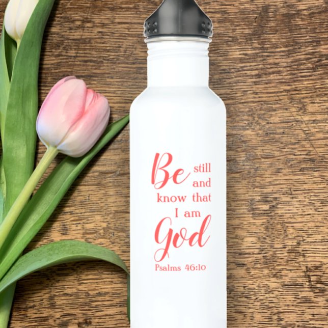 Seien Sie still und wissen | Personalisiert Name F Edelstahlflasche (Personalize this water bottle for a great Christian inspirational Bible verse gift, unique & stylish)