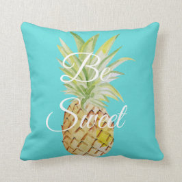 Seien Sie süße Ananas Türkis Blue Watercolor Kissen