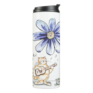 Seien Sie tapfer Cat Musician Thermosbecher