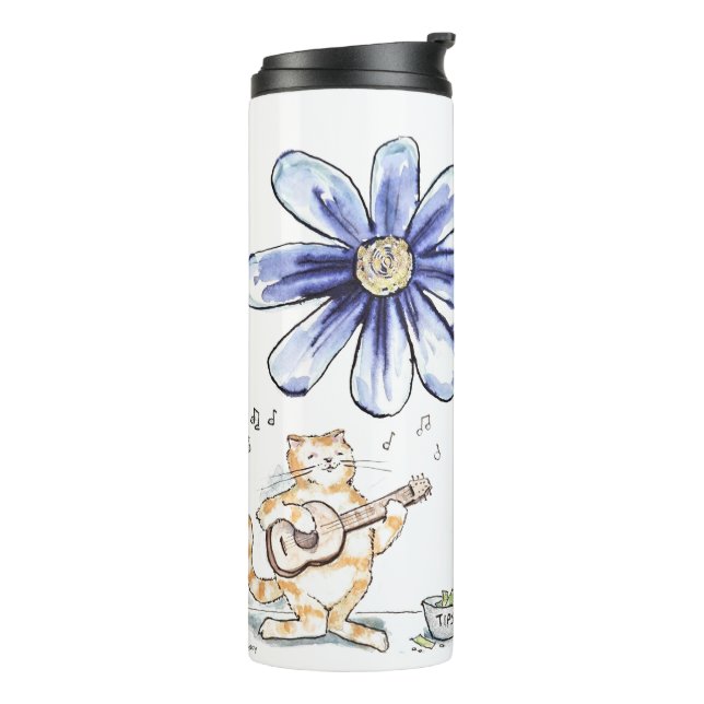 Seien Sie tapfer Cat Musician Thermosbecher (Nach links gedreht)