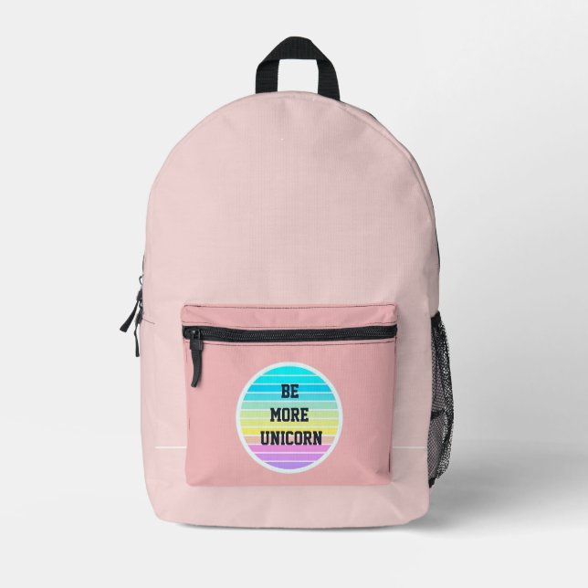 "Seien Sie unicorner", rosa Rucksack mit Pulver (Vorderseite)