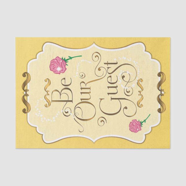 Seien Sie unser Gast Pink Roses Yellow Gold Prince Seidenpapier (Vorderseite)