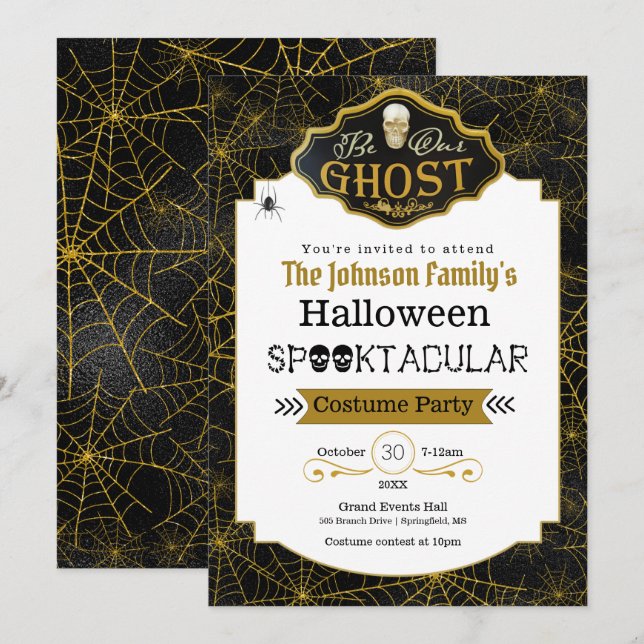 Seien Sie unser Geist Black & Gold Kostüme Party E Karte (Vorne/Hinten)