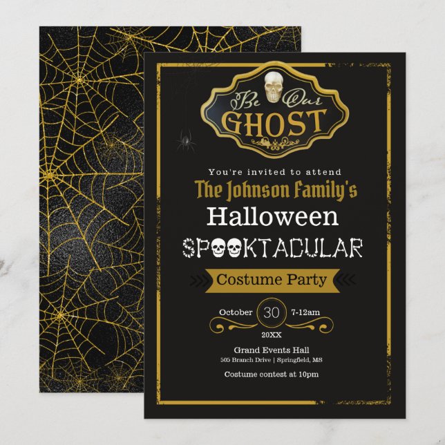 Seien Sie unser Geist Black & Gold Kostüme Party E Karte (Vorne/Hinten)