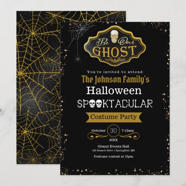 Seien Sie unser Geist Black & Gold Kostüme Party E Karte (Vorne/Hinten)