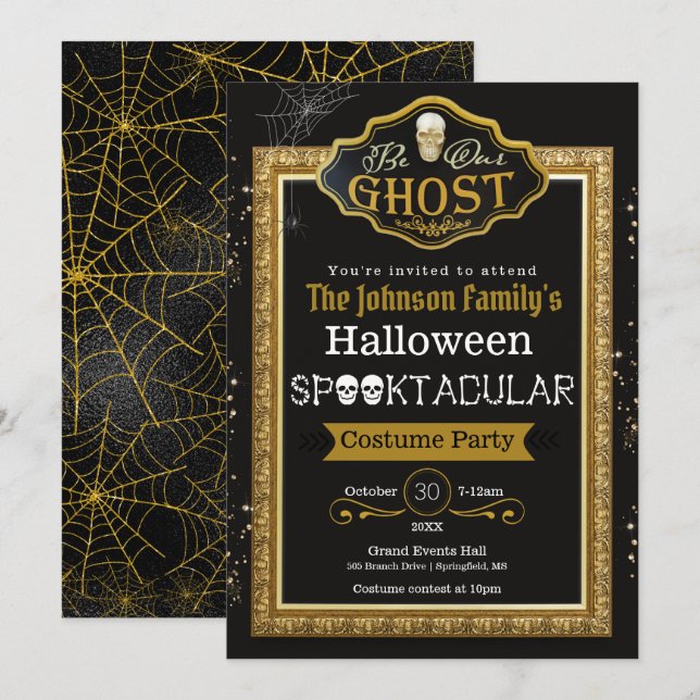 Seien Sie unser Geist Black & Gold Kostüme Party E Karte (Vorne/Hinten)