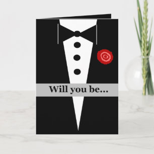 Seien Sie unsere Ring Bearer Card mit Tux und Rose Einladung