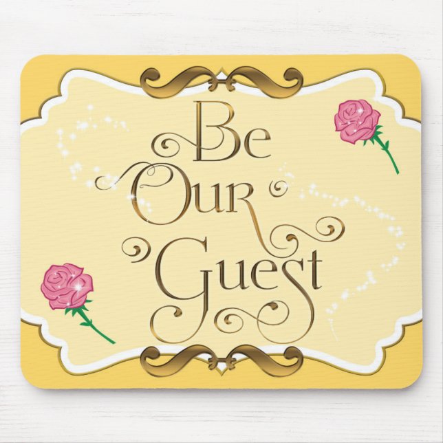 SEIEN SIE UNSEREN GÄSTEN Yellow Gold Pink Roses Mo Mousepad (Vorne)