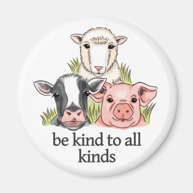 Seien Sie Vegan zu allen möglichen Tierrechten Magnet (Vorne)