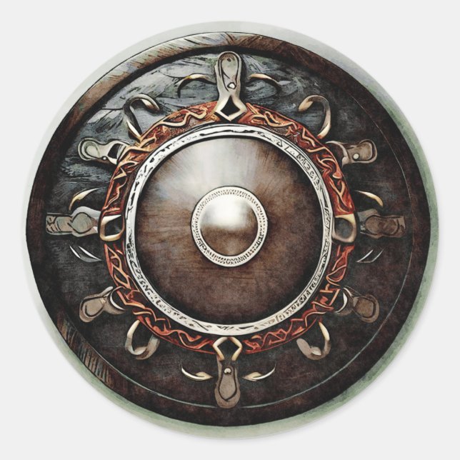 Seien Sie wie ein Wikingerschild, standhaft und un Runder Aufkleber (Vorderseite)
