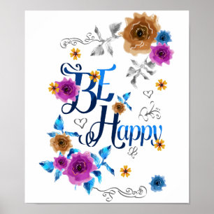 Seien Sie zufrieden mit einem guten Zitat Blue Lil Poster