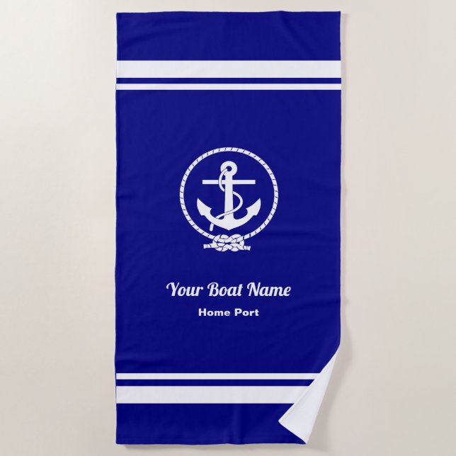 Seife und Anchor Nautical Navy Blue Beach Handtuch (Vorderseite)