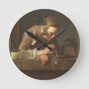 Seifen-Blasen, C. 1733 - 34 (Öl auf Leinwand) Runde Wanduhr
