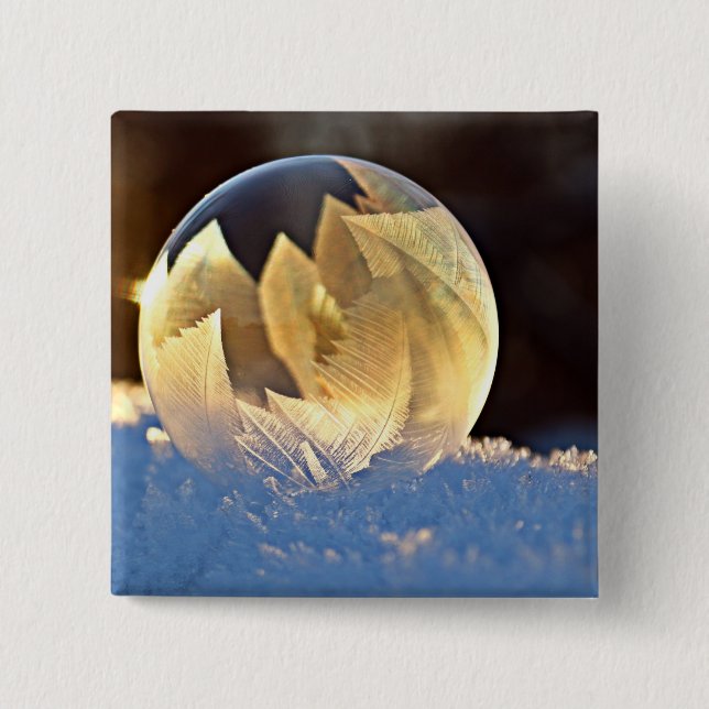 Seifenblase auf Schnee Button (Vorderseite)