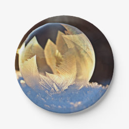 Seifenblase auf Schnee Pappteller