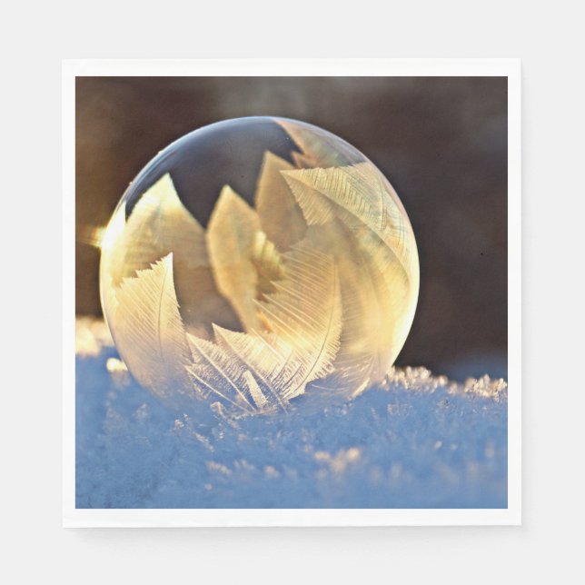 Seifenblase auf Schnee Serviette (Vorderseite)