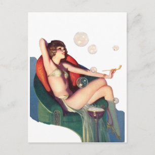 Seifenblasen mit einem klassischen Pin-up Postkarte