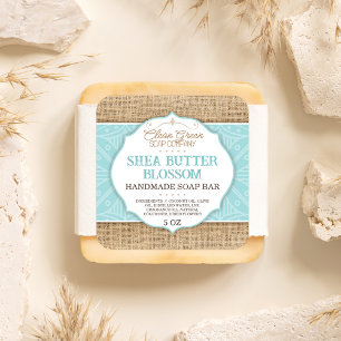 Seifenkennzeichnung Seafoam Burlap Hautpfleg Quadratischer Aufkleber