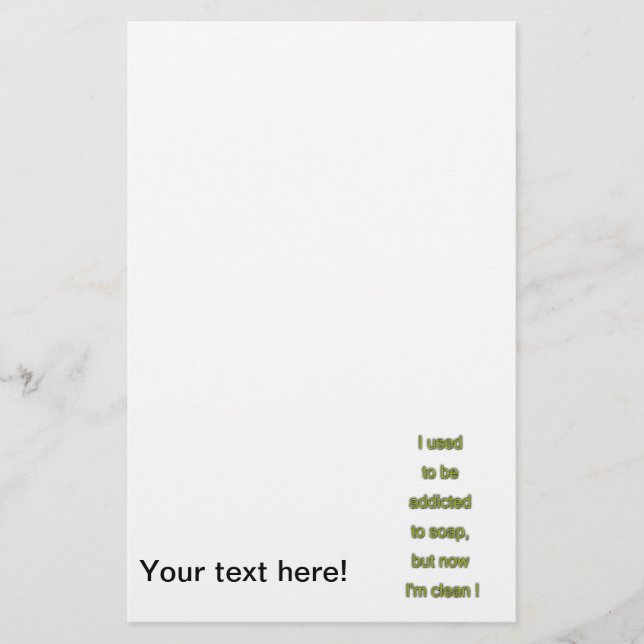 Seifenkomischer Text Briefpapier (Vorderseite)