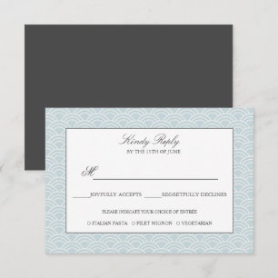 Seigaiha   Dusty Blue Japanisch Wave Menü Option RSVP Karte